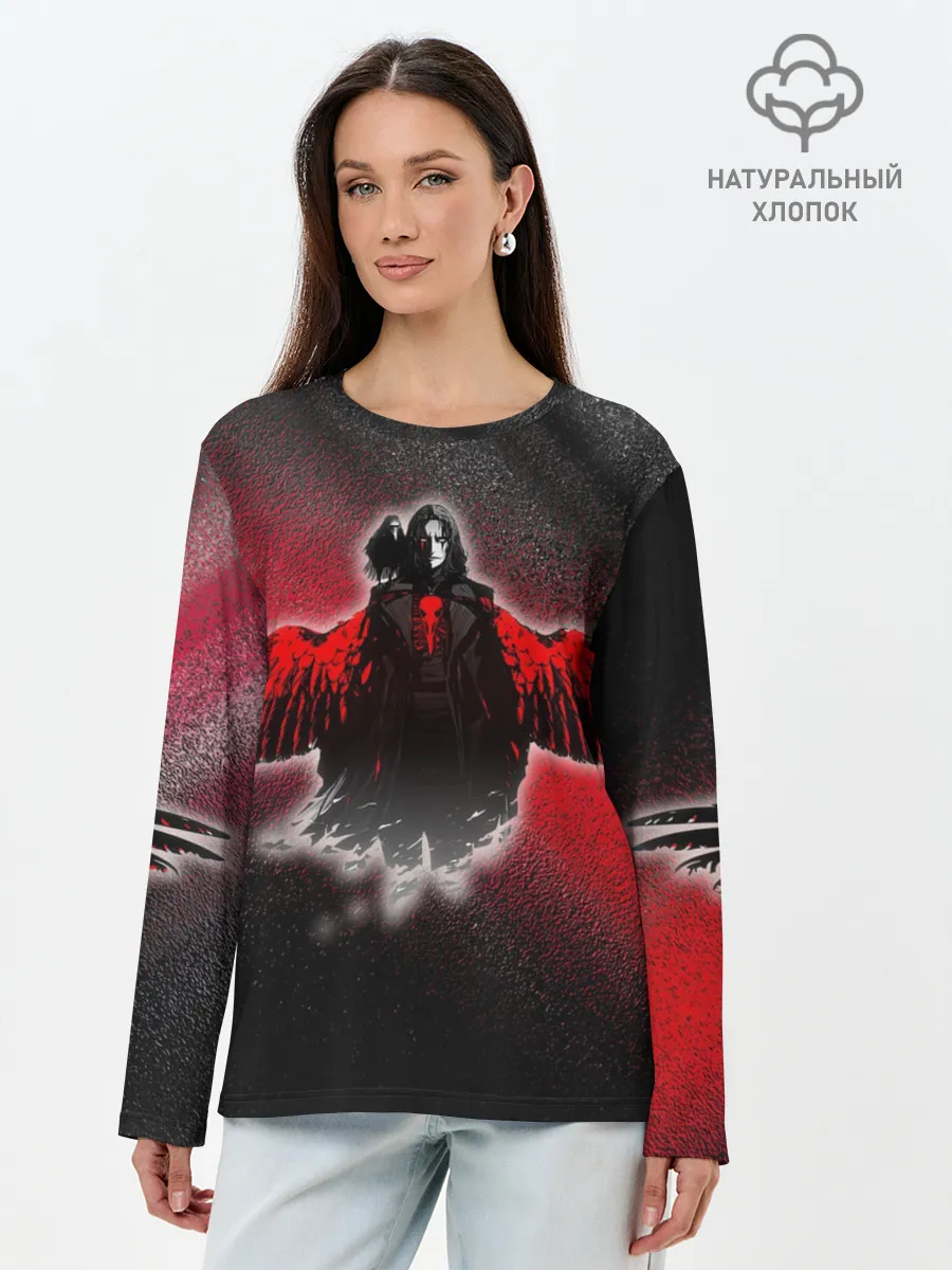 Лонгслив женский. Хлопок / Ворон