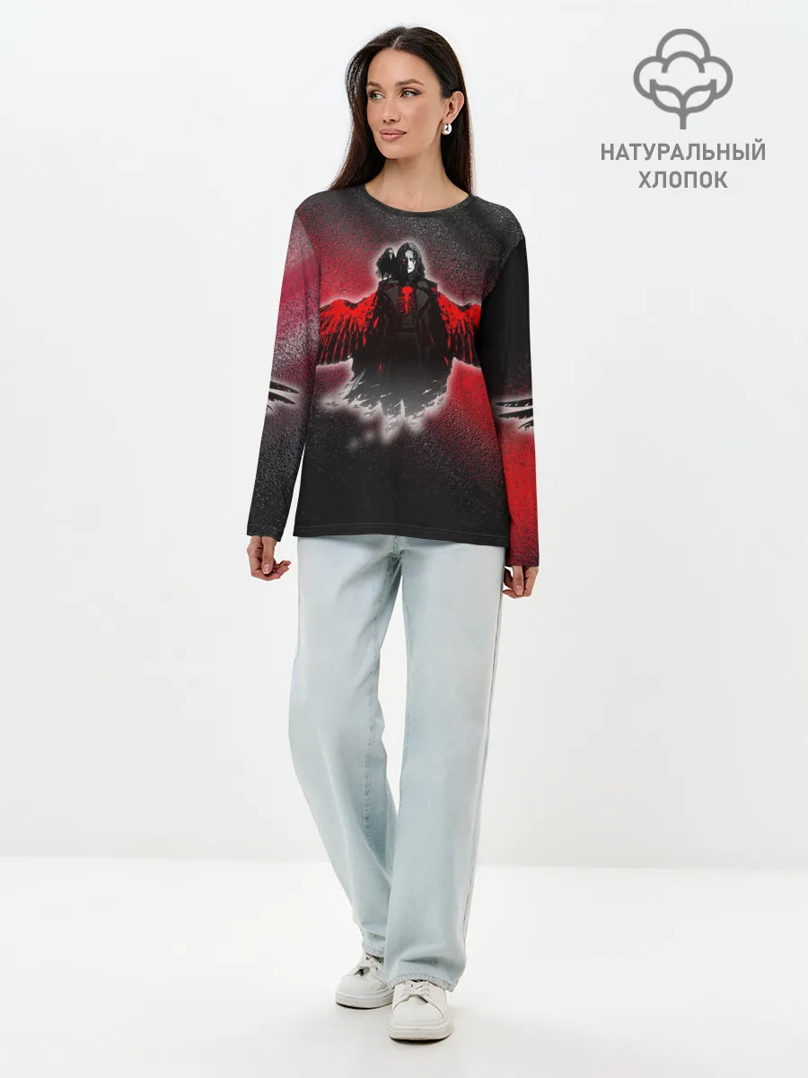 Лонгслив женский. Хлопок / Ворон