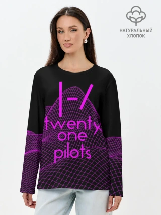 Лонгслив женский. Хлопок / twenty one pilots neon music