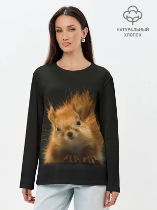 Лонгслив женский. Хлопок / Белочка