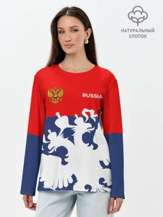 Лонгслив женский. Хлопок / Герб РФ