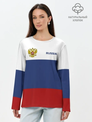 Лонгслив женский. Хлопок / Россия Триколор