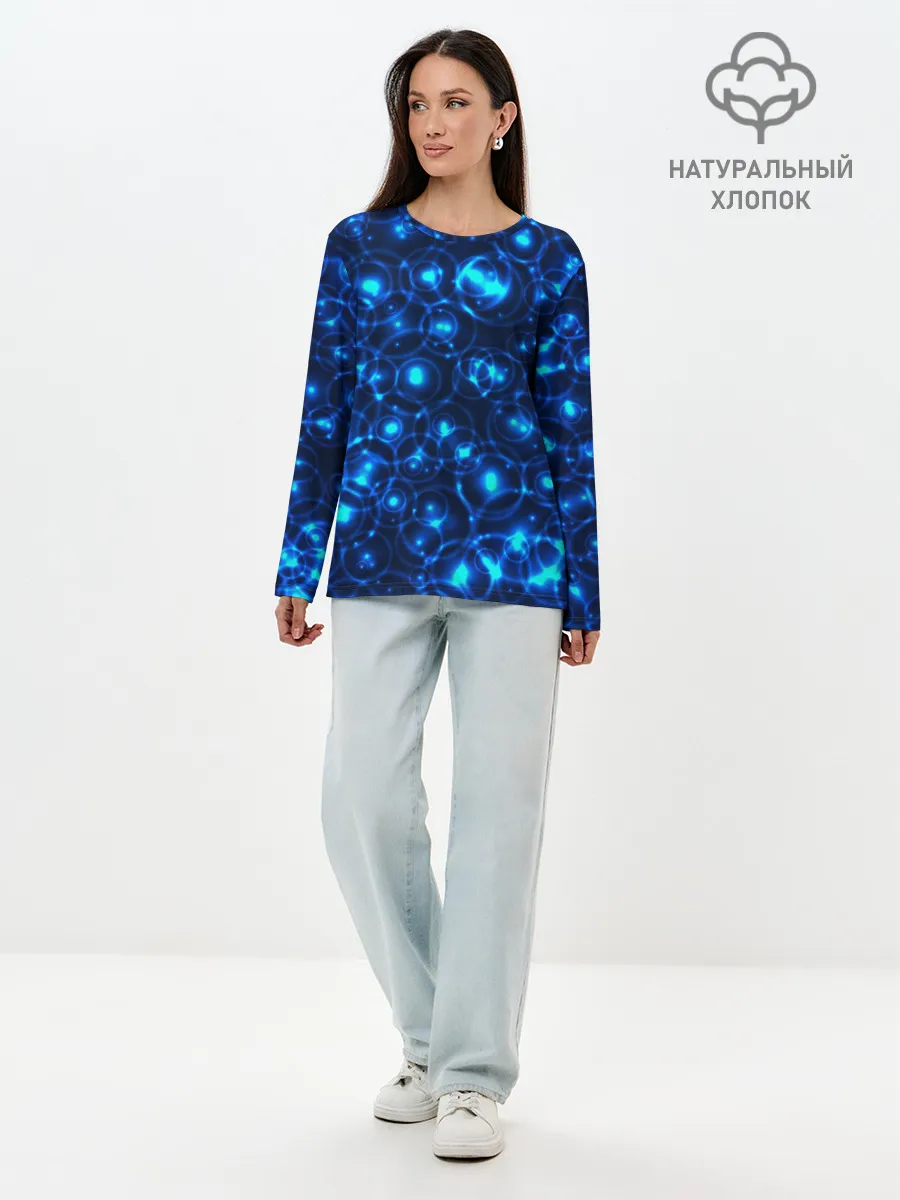 Лонгслив женский. Хлопок / Пузырчатый абстракт