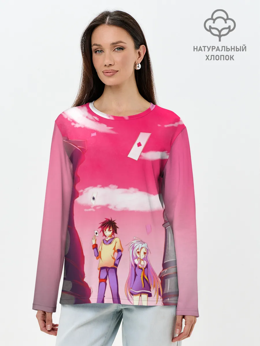 Лонгслив женский. Хлопок / Шахматы аниме