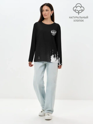 Лонгслив женский. Хлопок / Russia black collection
