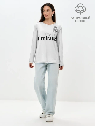 Лонгслив женский. Хлопок / Реал Мадрид Форма Новая 18/19