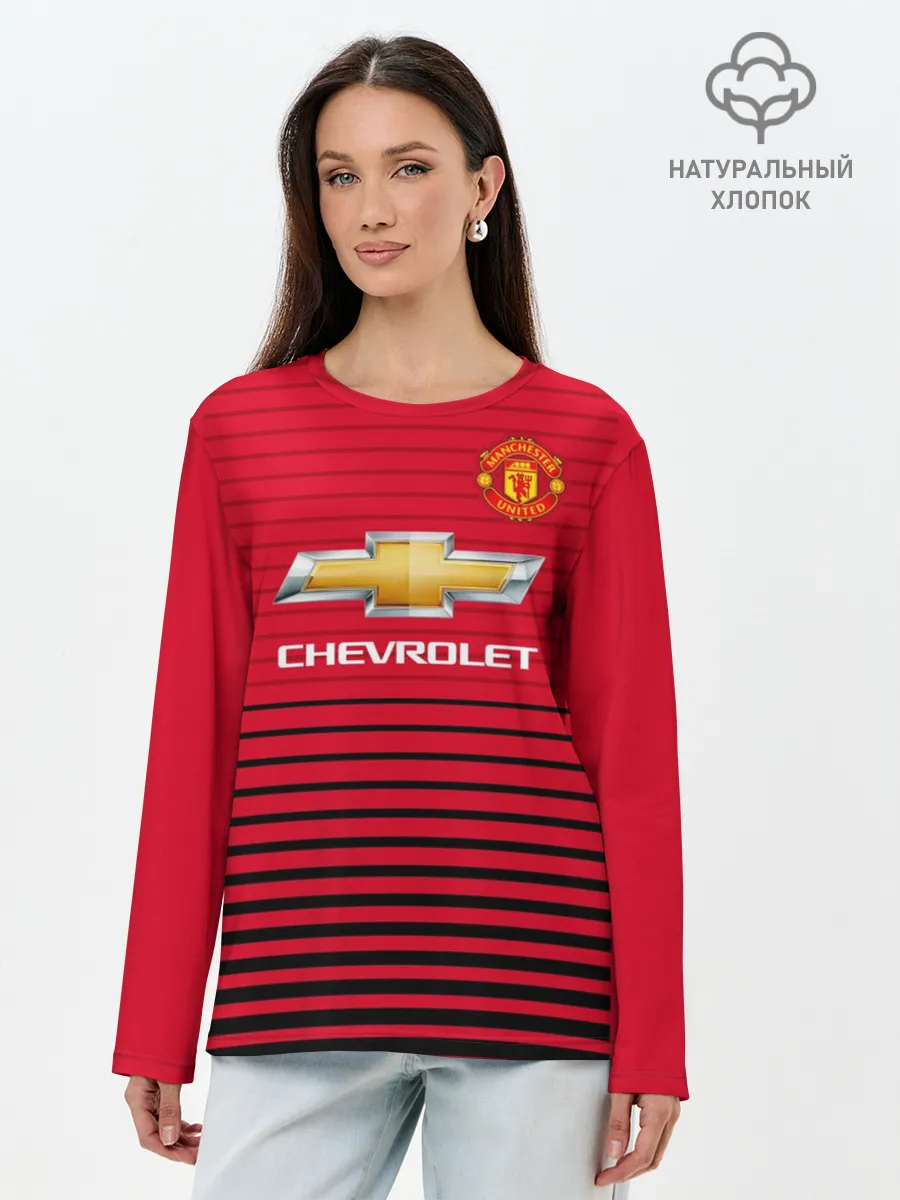 Лонгслив женский. Хлопок / Man United Форма Home 18/19