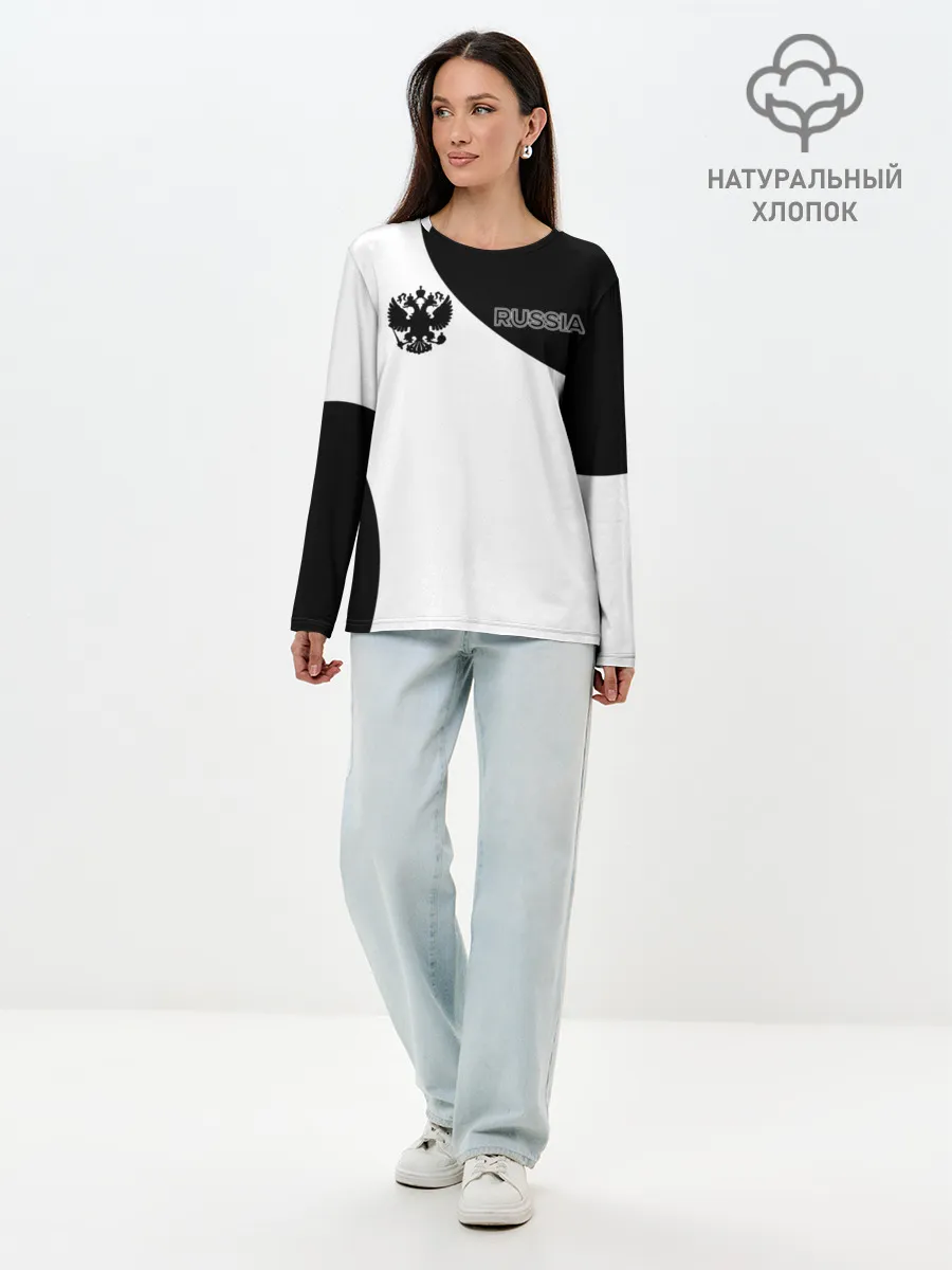 Лонгслив женский. Хлопок / Россия Black&White