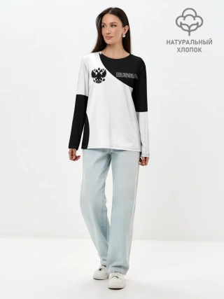Лонгслив женский. Хлопок / Россия Black&White