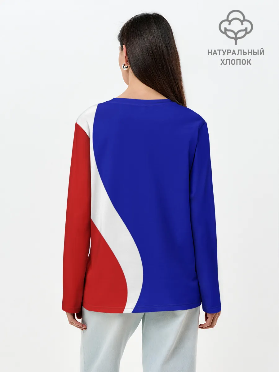 Лонгслив женский. Хлопок / Герб РФ Триколор