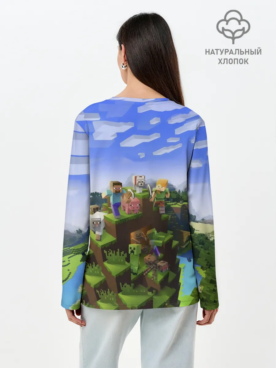 Лонгслив женский. Хлопок / Саша - Minecraft