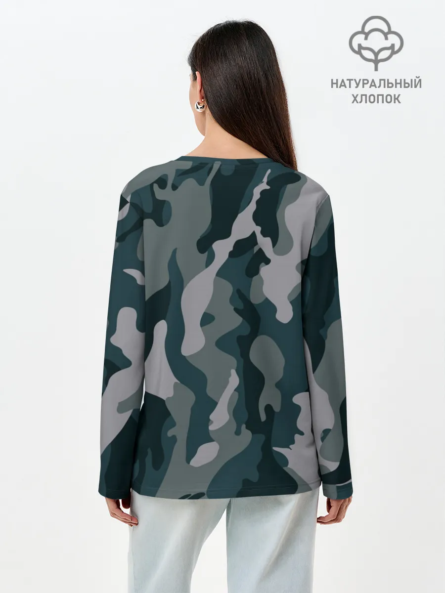 Лонгслив женский. Хлопок / камуфляж