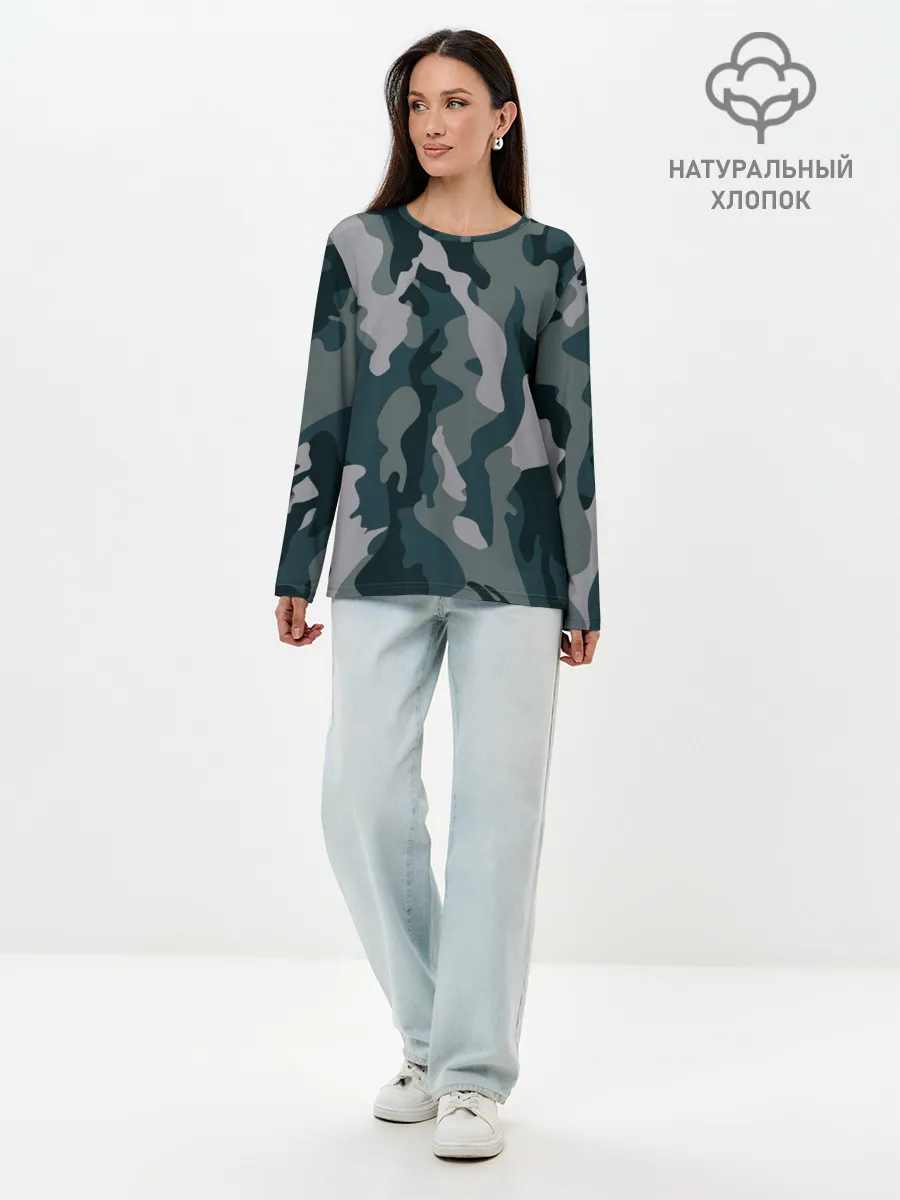Лонгслив женский. Хлопок / камуфляж