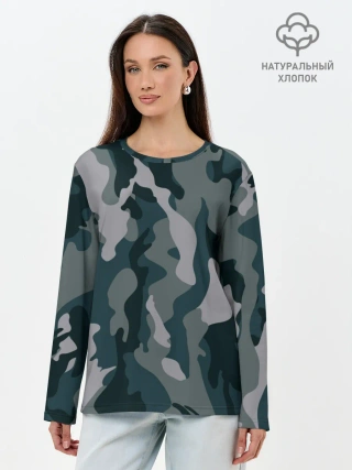 Лонгслив женский. Хлопок / камуфляж