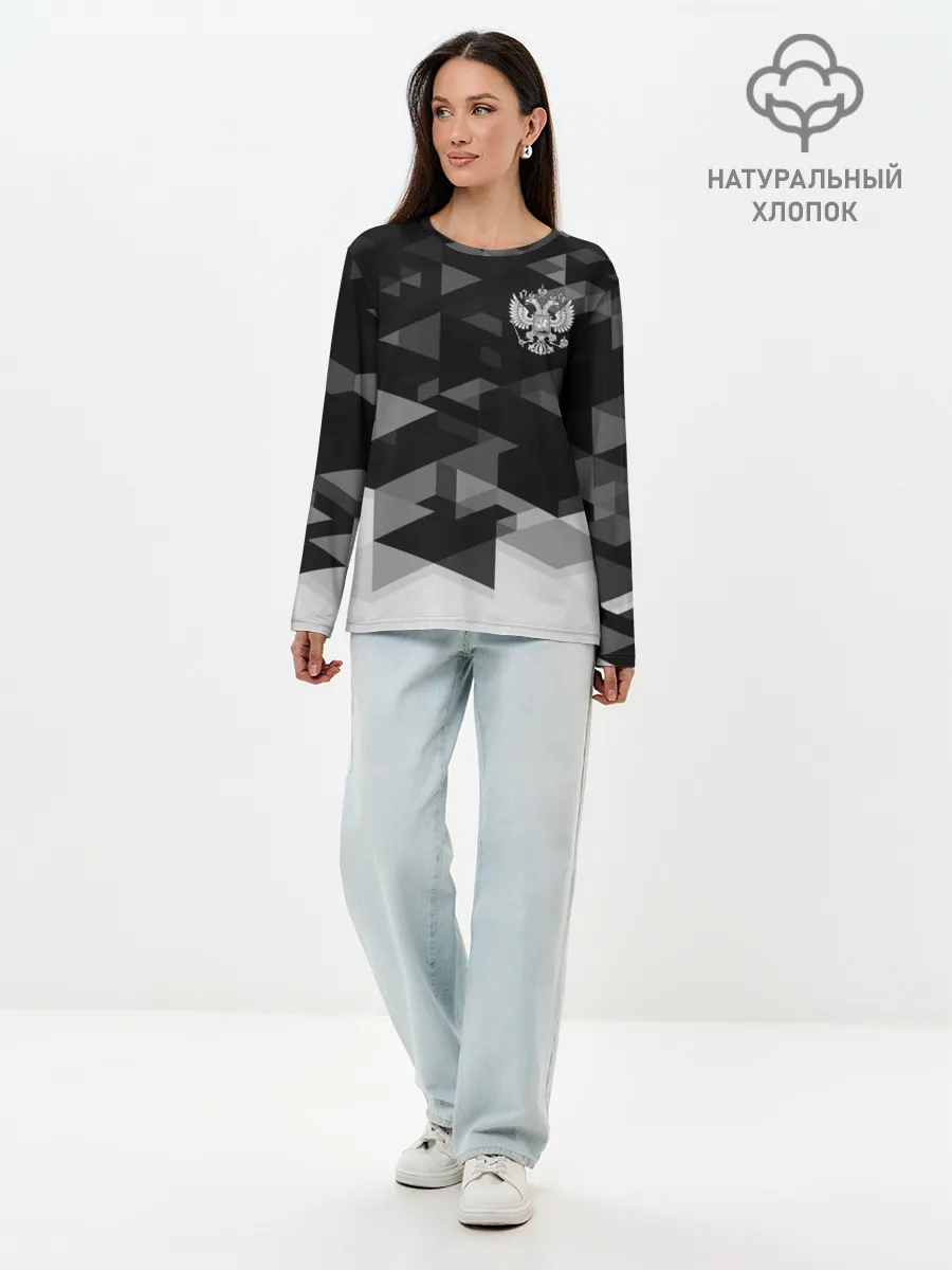 Лонгслив женский. Хлопок / Герб РФ