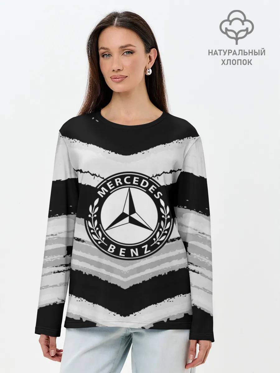 Лонгслив женский. Хлопок / Mercedes sport abstract 2018