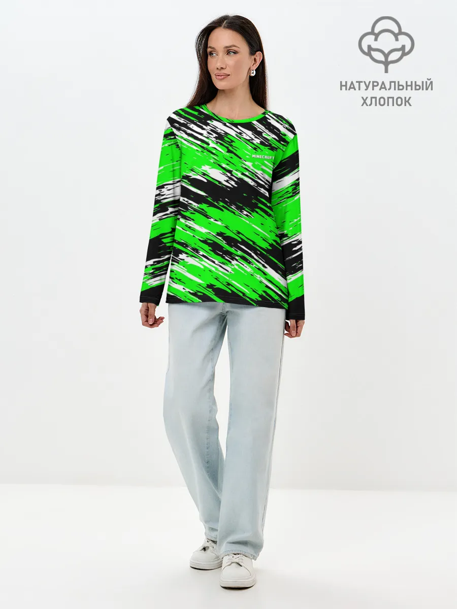 Лонгслив женский. Хлопок / Minecraft