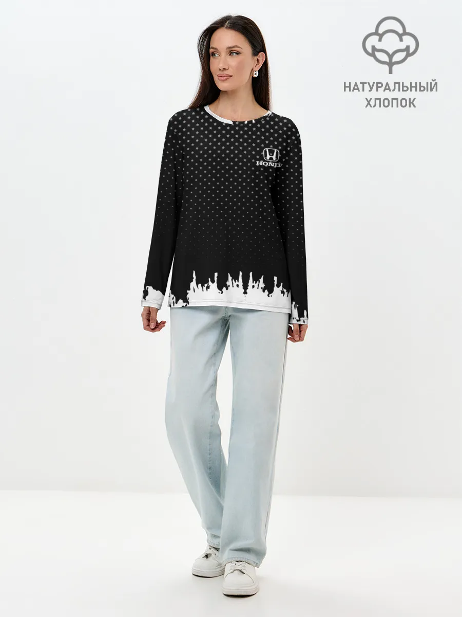 Лонгслив женский. Хлопок / Honda abstract black 2018