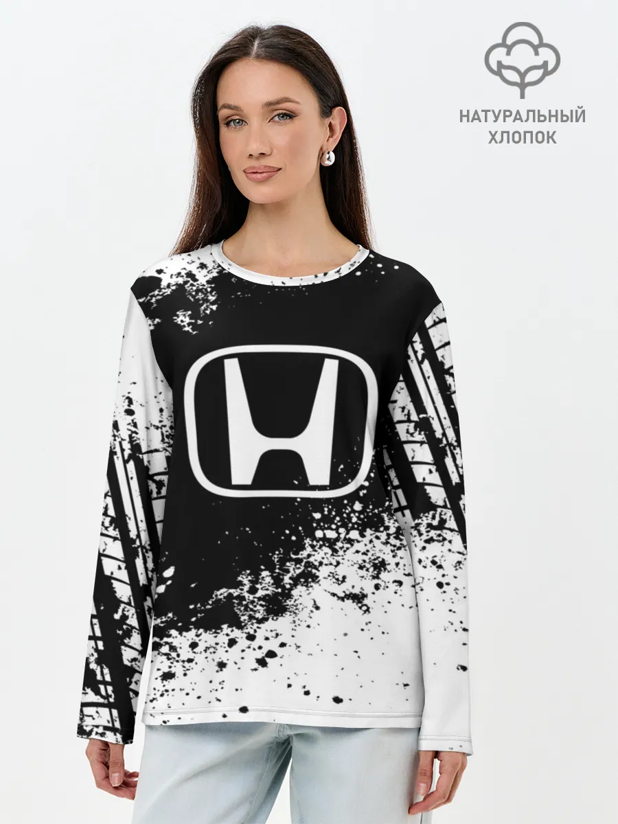 Лонгслив женский. Хлопок / Honda abstract sport