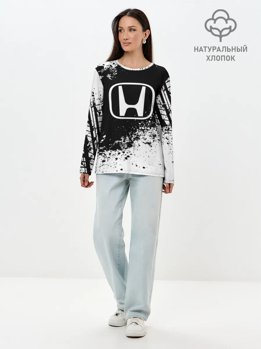 Лонгслив женский. Хлопок / Honda abstract sport