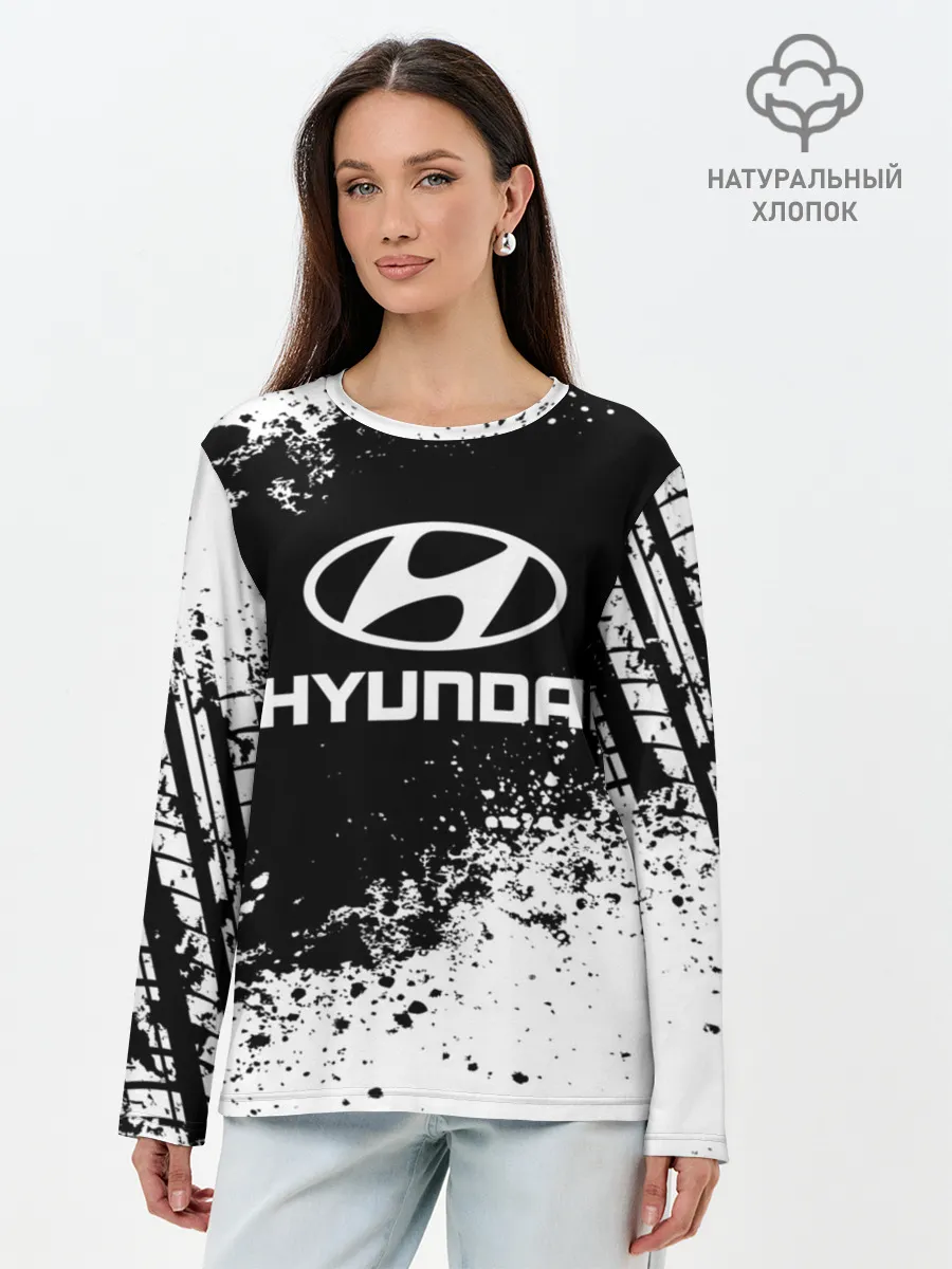 Лонгслив женский. Хлопок / Hyundai abstract sport