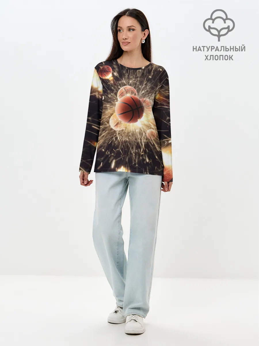 Лонгслив женский. Хлопок / Звезда баскетбола