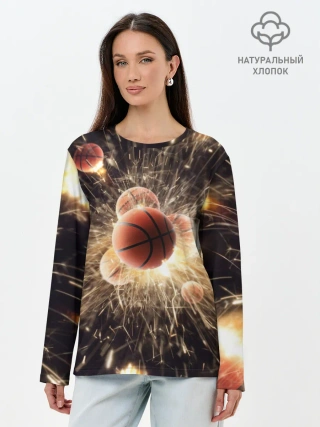 Лонгслив женский. Хлопок / Звезда баскетбола