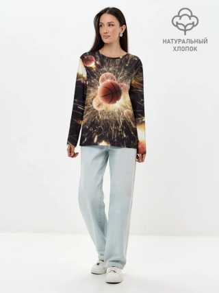 Лонгслив женский. Хлопок / Звезда баскетбола