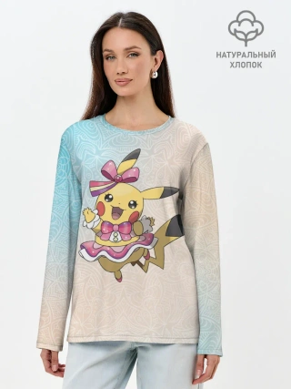 Лонгслив женский. Хлопок / Пикачу
