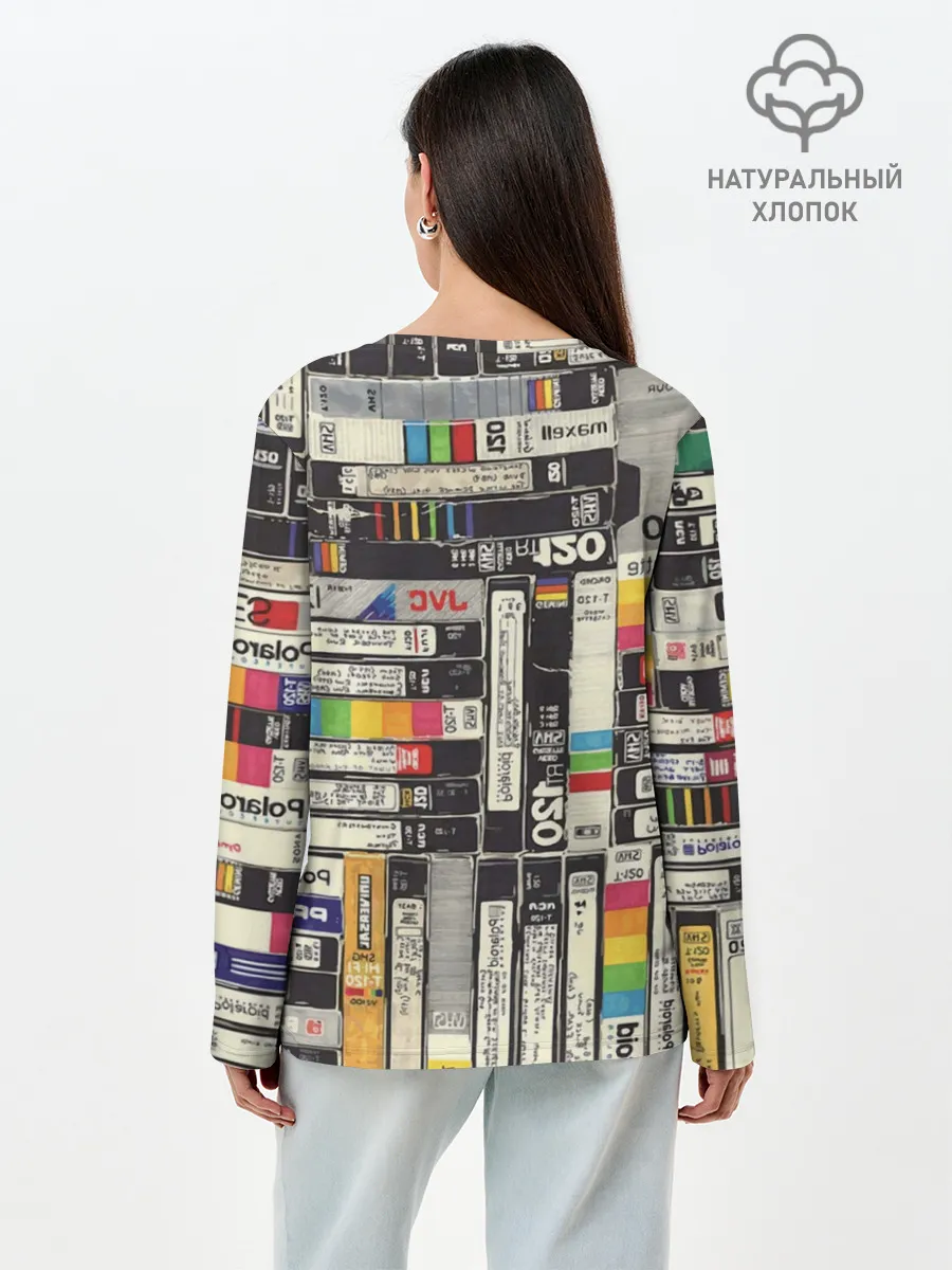 Лонгслив женский. Хлопок / VHS-кассеты