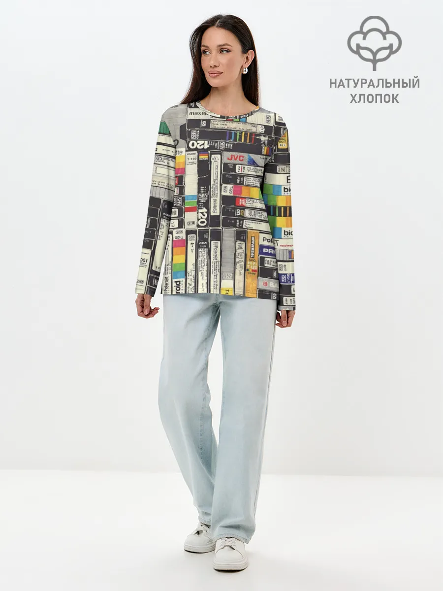 Лонгслив женский. Хлопок / VHS-кассеты