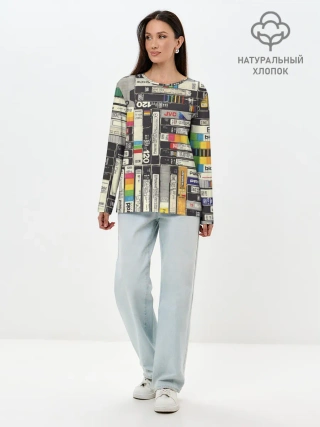 Лонгслив женский. Хлопок / VHS-кассеты