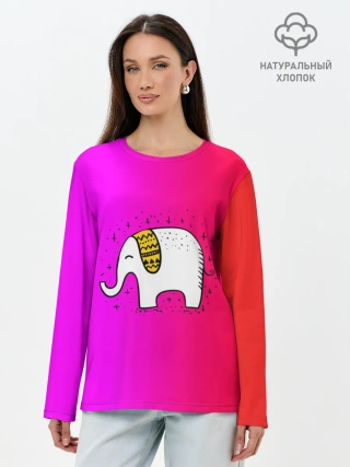 Лонгслив женский. Хлопок / Радужный слоник