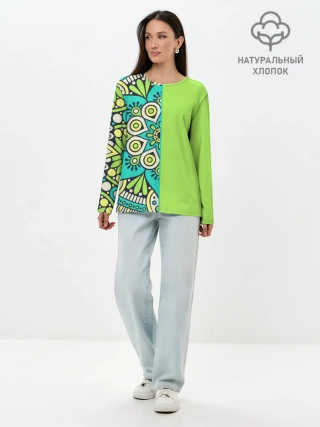 Лонгслив женский. Хлопок / Медитация с мандалой