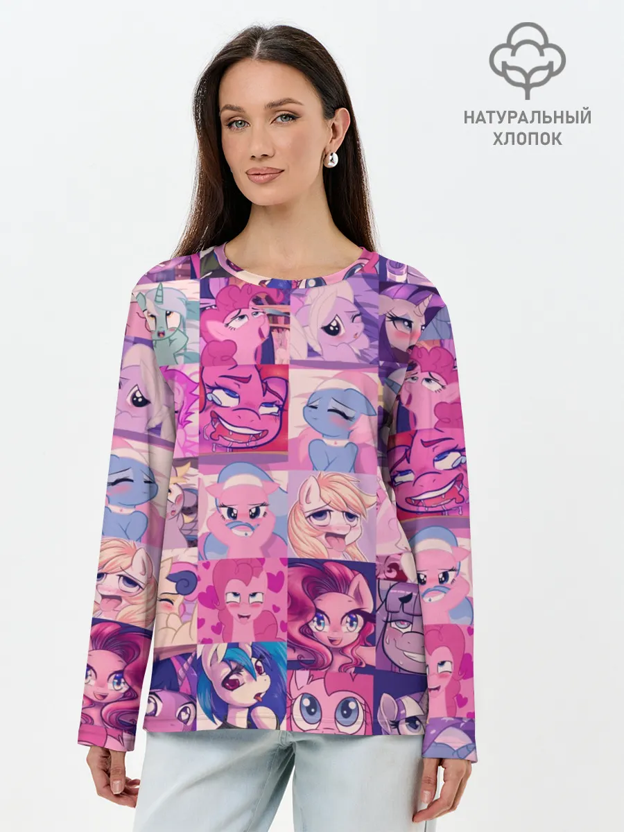Лонгслив женский. Хлопок / My Little Pony Ahegao