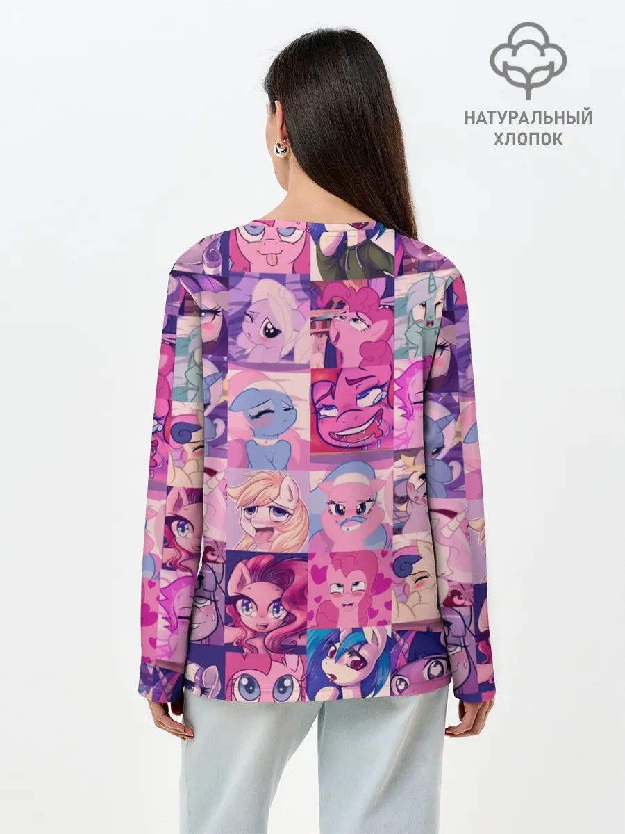 Лонгслив женский. Хлопок / My Little Pony Ahegao