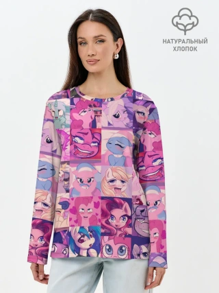 Лонгслив женский. Хлопок / My Little Pony Ahegao