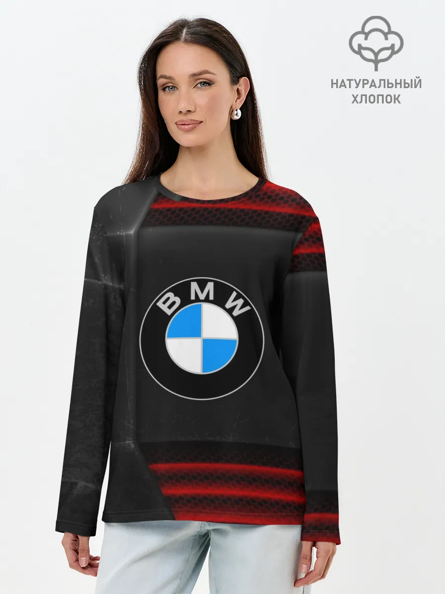 Лонгслив женский. Хлопок / bmw auto sport