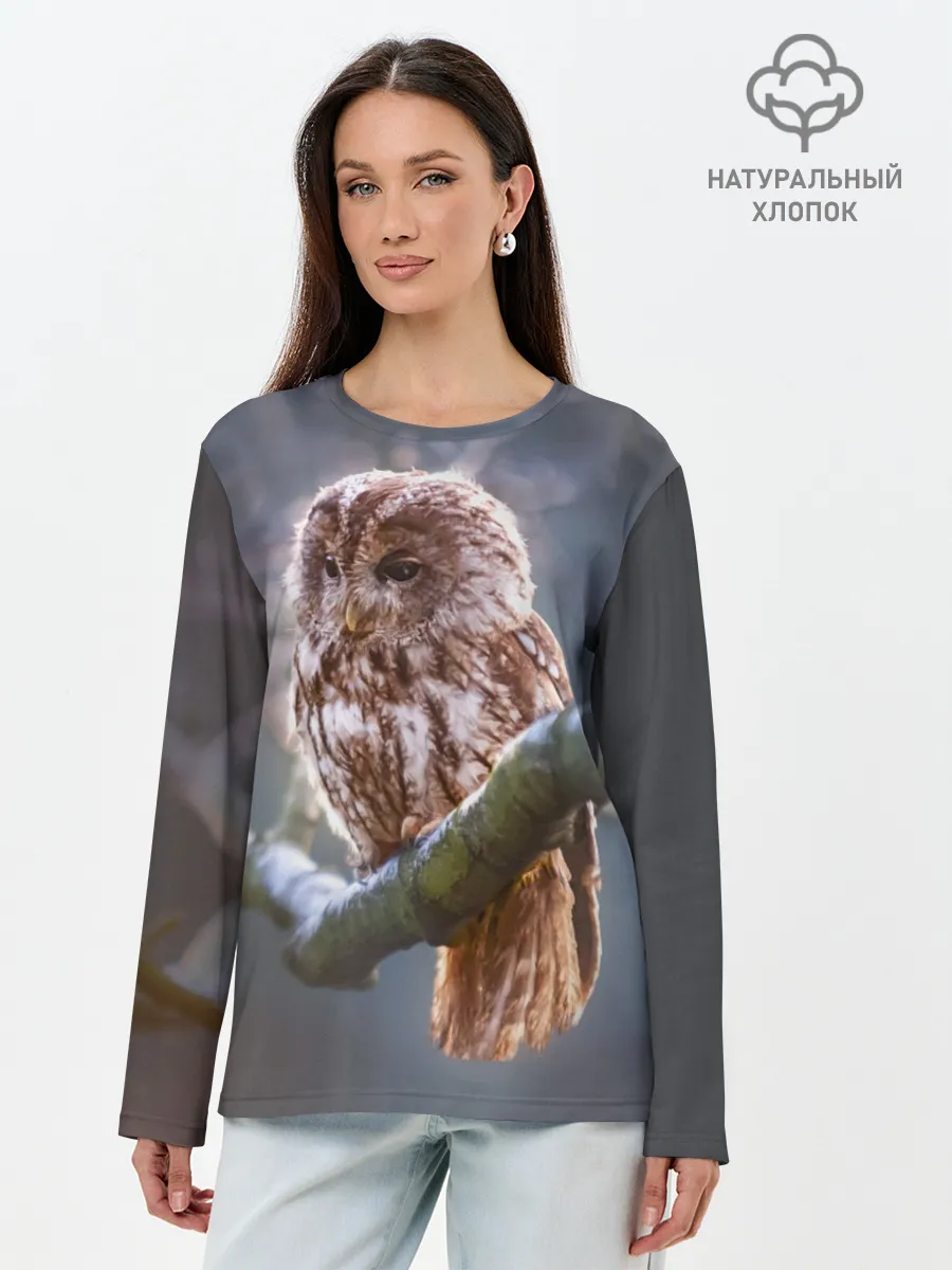 Лонгслив женский. Хлопок / Сова
