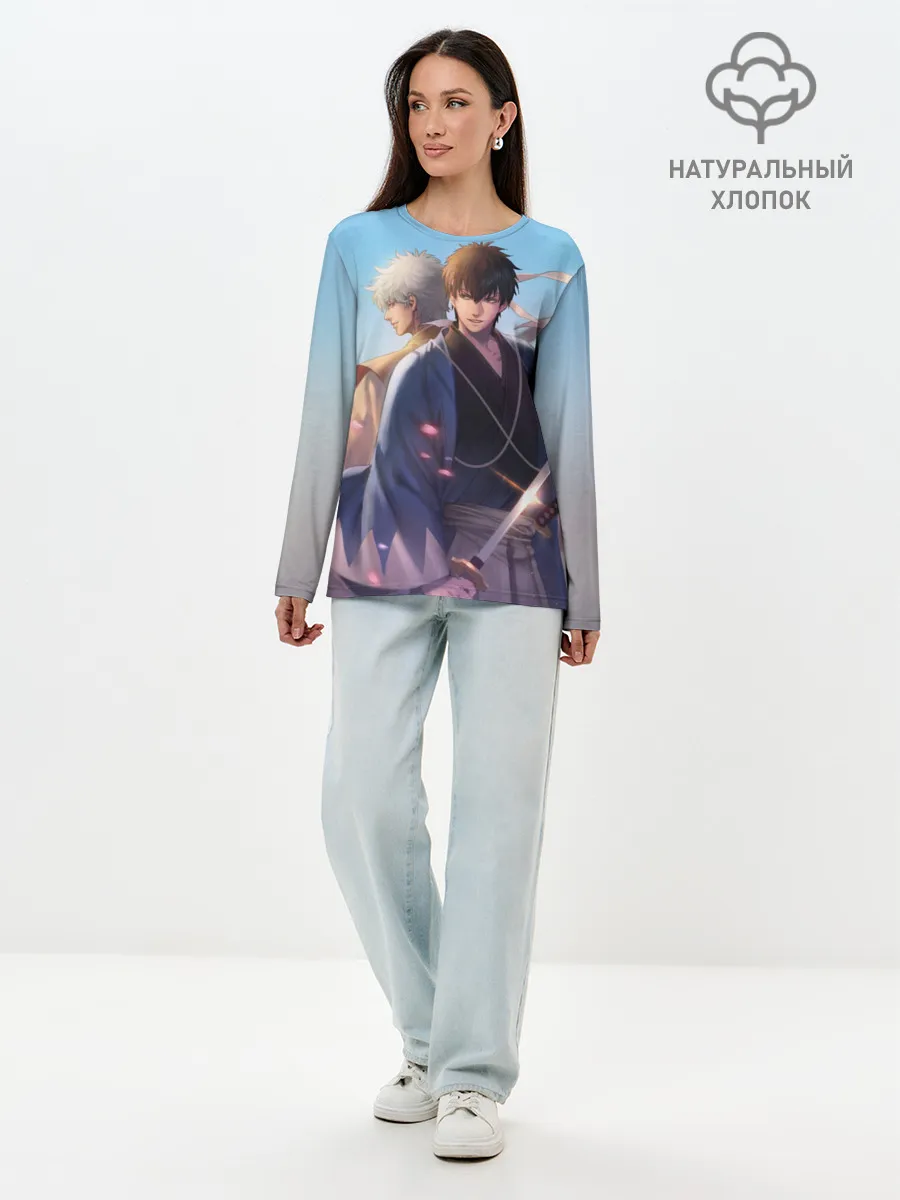 Лонгслив женский. Хлопок / Воин Гинтоки