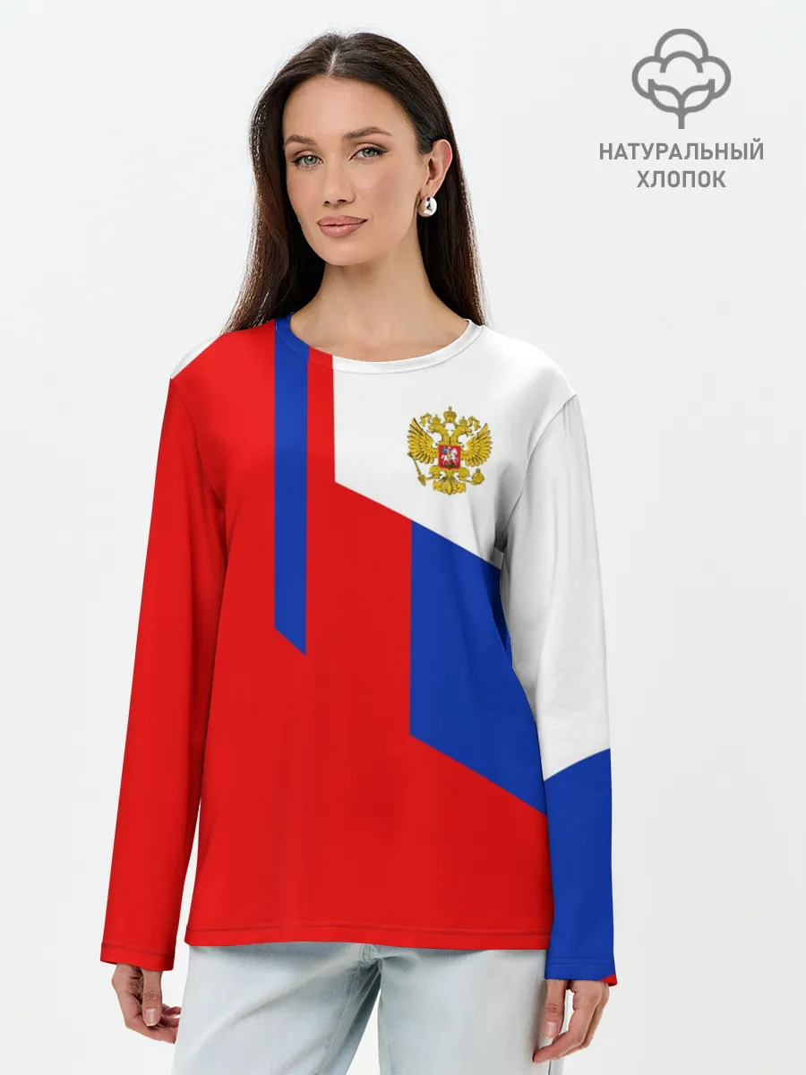 Лонгслив женский. Хлопок / RUSSIA SPORT | РОССИЯ ТРИКОЛОР