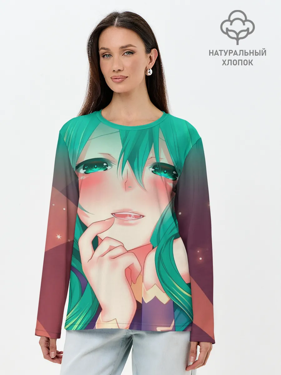Лонгслив женский. Хлопок / Miku Ahegao
