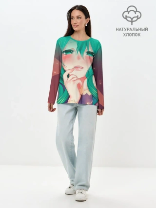 Лонгслив женский. Хлопок / Miku Ahegao