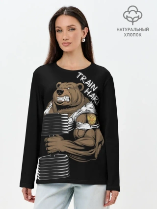 Лонгслив женский. Хлопок / Train hard