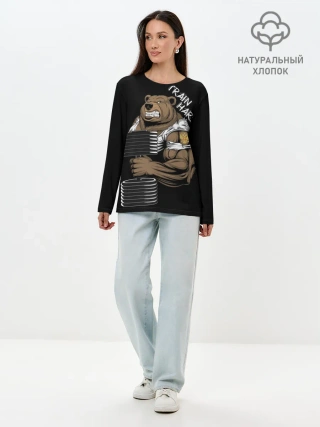 Лонгслив женский. Хлопок / Train hard