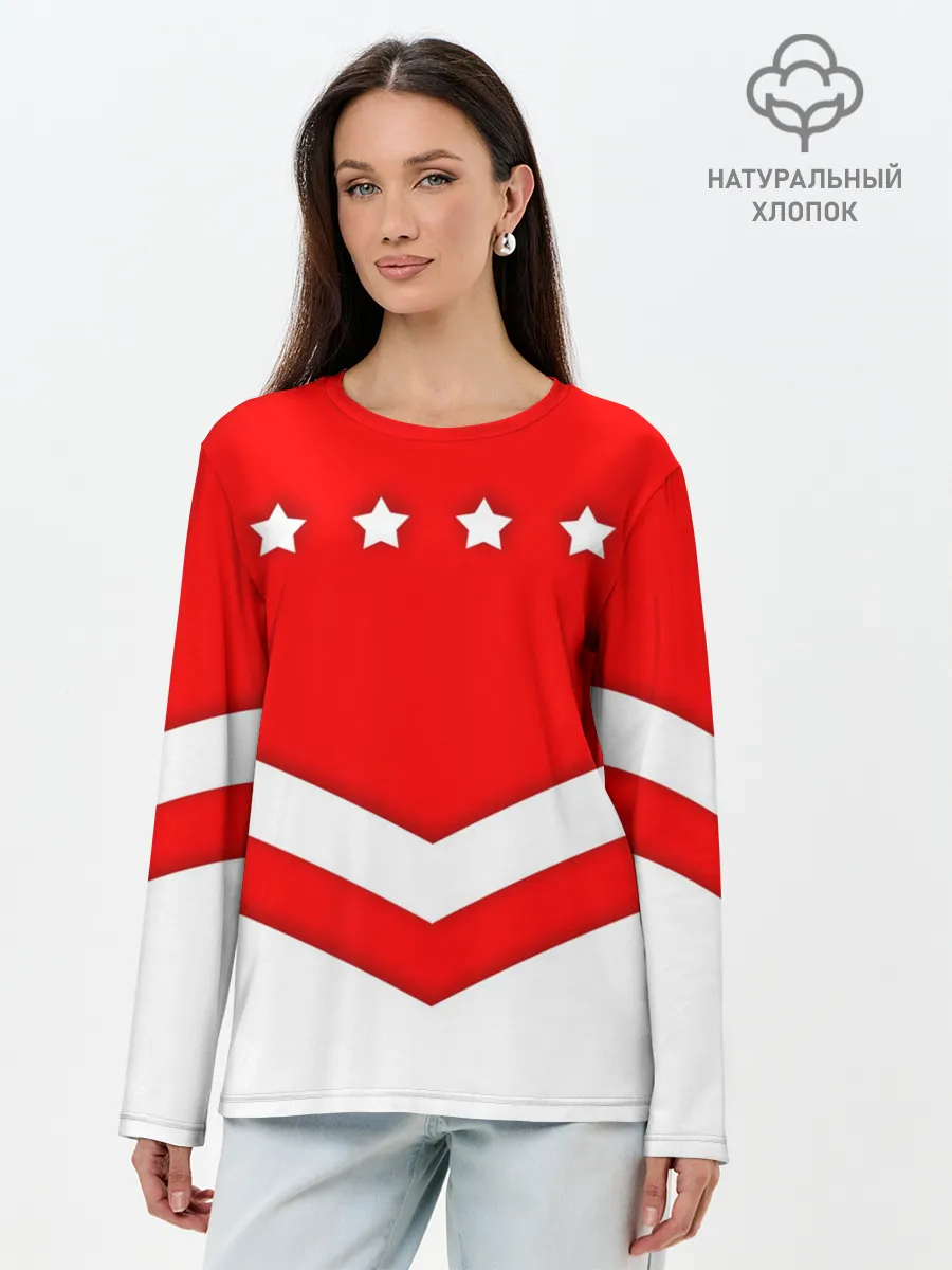 Лонгслив женский. Хлопок / Звезды и полосы