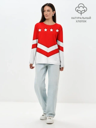 Лонгслив женский. Хлопок / Звезды и полосы