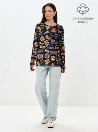 Лонгслив женский. Хлопок / Для киноманов