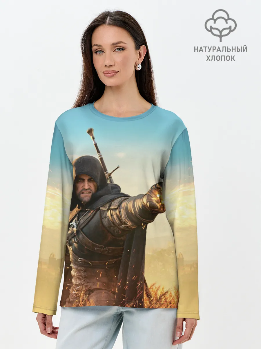 Лонгслив женский. Хлопок / Ведьмак. Игни