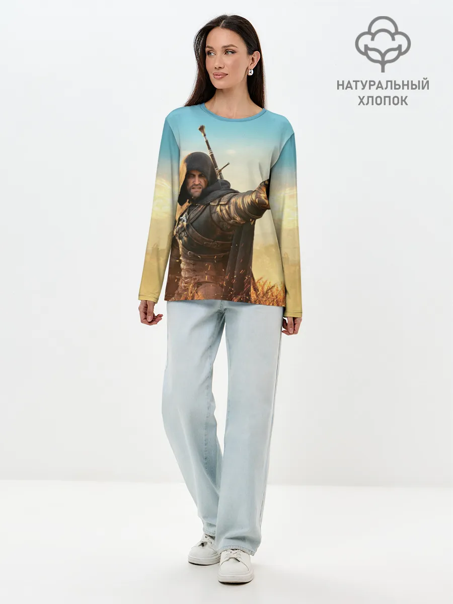 Лонгслив женский. Хлопок / Ведьмак. Игни